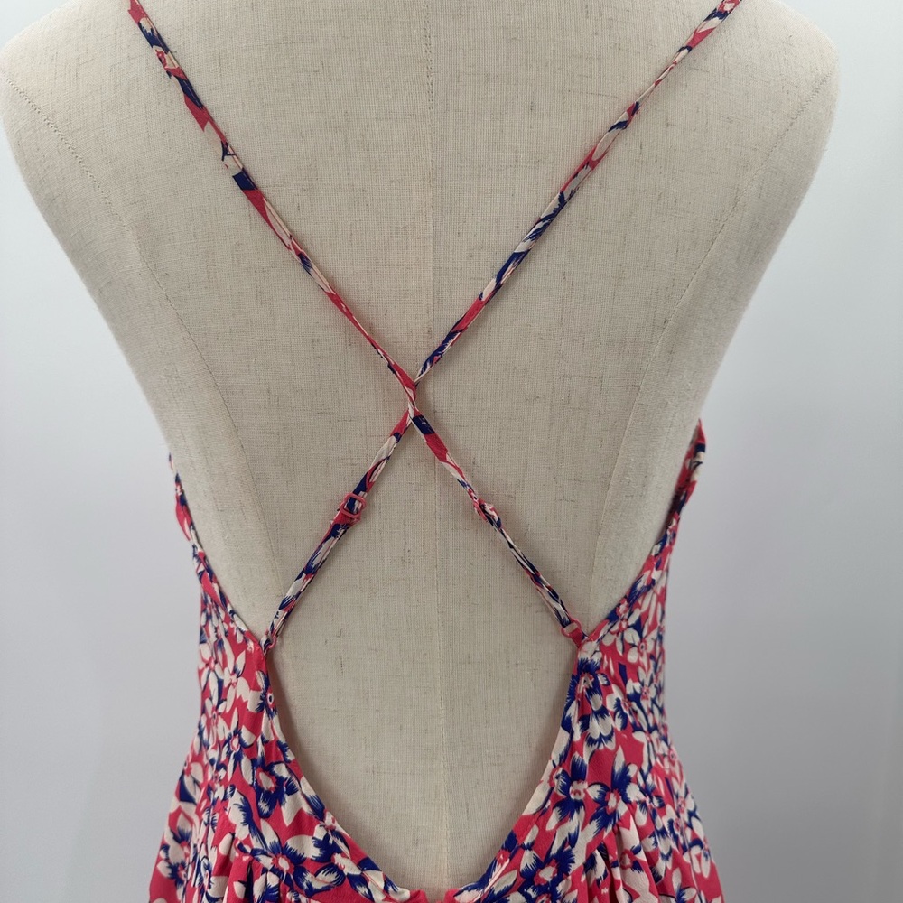 Yumi Kim Silk Dress- tulip hem with pockets, pink, blue and white floral print - Picture 4 of 16